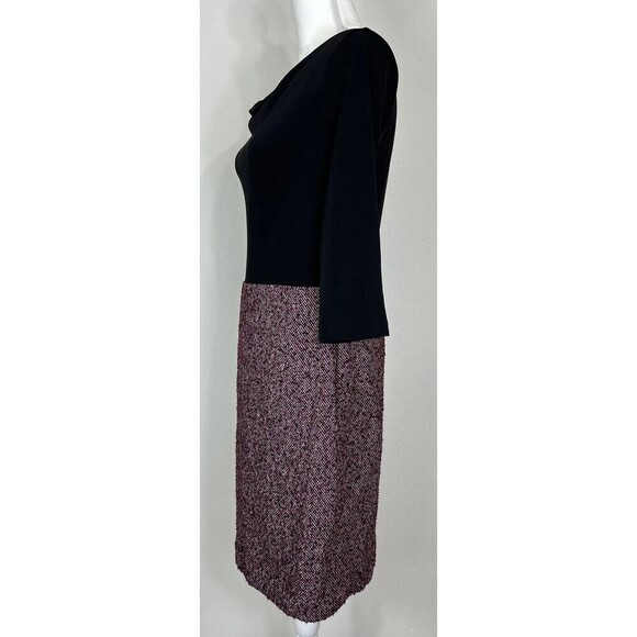 Talbots Black and Plum Cowlneck Knee Length Sheath Dress Size 8 Petite - Picture 8 of 13
